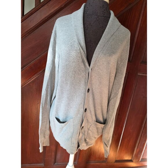American Eagle Outfitters Light Gray Button-Up Cardigan Sweater L Prep Fit - Picture 1 of 8